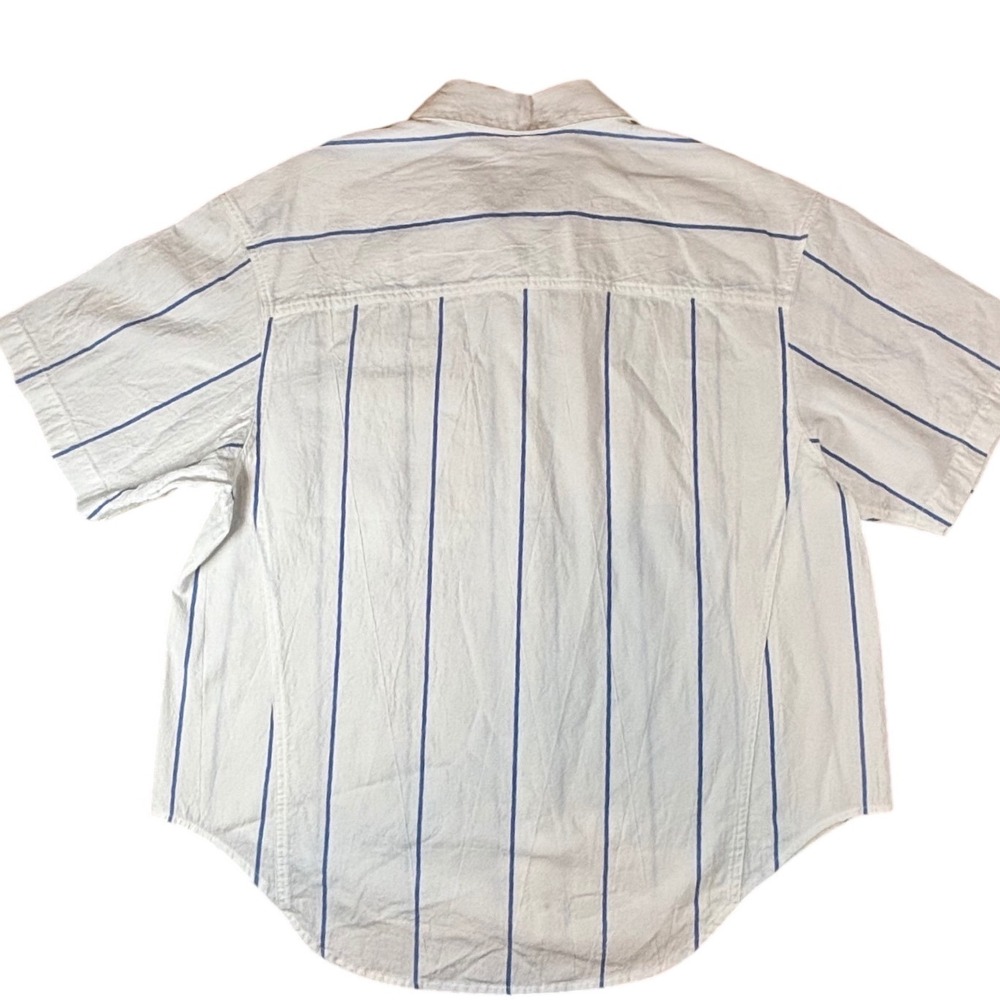 NWT DAZE Women White Blue Striped Short Sleeve Button Up Shirt Size S - Picture 5 of 9